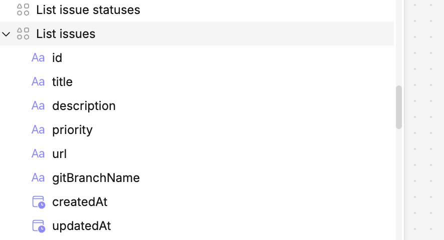 Expanding a tool shows the result columns (if available, and the tool has been used)