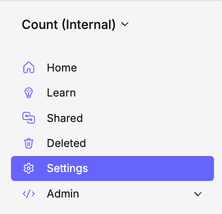 Access Workspace Settings in top left corner