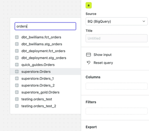 First select the table you want to query.
