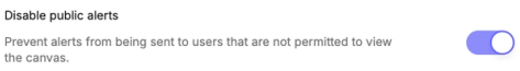 Toggle to disable public alerts in Workspace Settings page