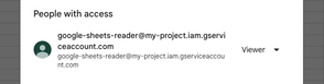 Paste in the email address for your service account