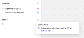 View the schema refresh status from the icon in the data bar