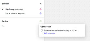 View the schema refresh status from the icon in the data bar