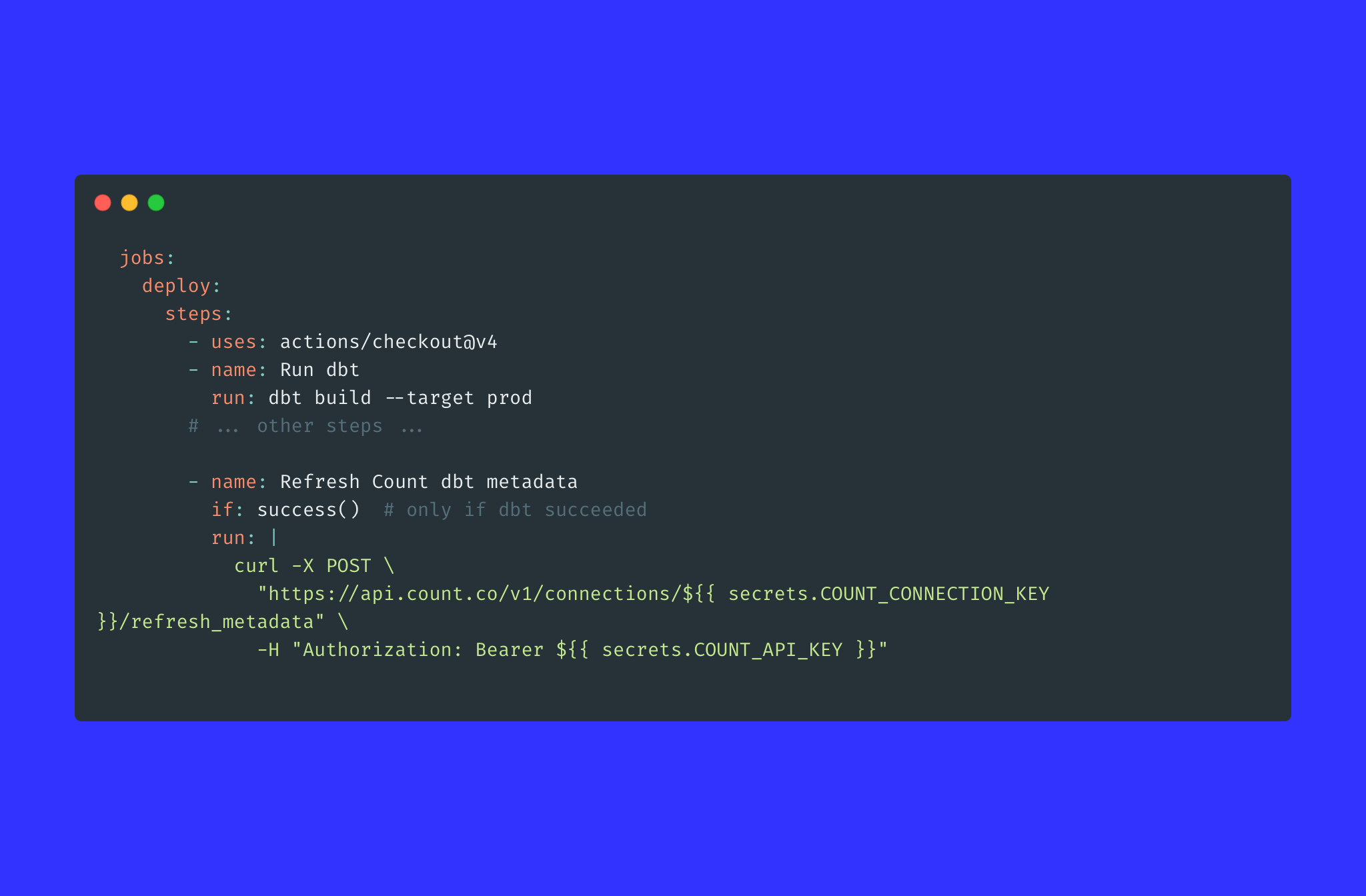 Refresh dbt metadata straight from your CI workflow