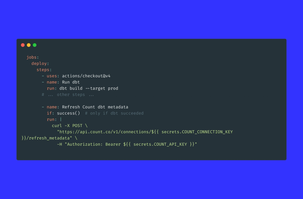 Refresh dbt metadata straight from your CI workflow