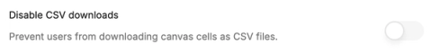 Toggle to disable CSV downloads in Workspace settings page