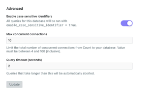 The available advanced connection settings for Redshift