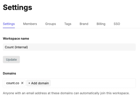 Whitelisting a domain in Workspace Settings
