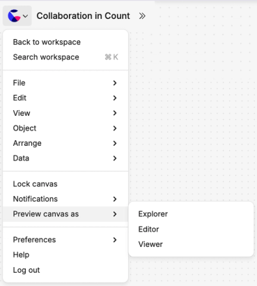 Preview other roles within the canvas