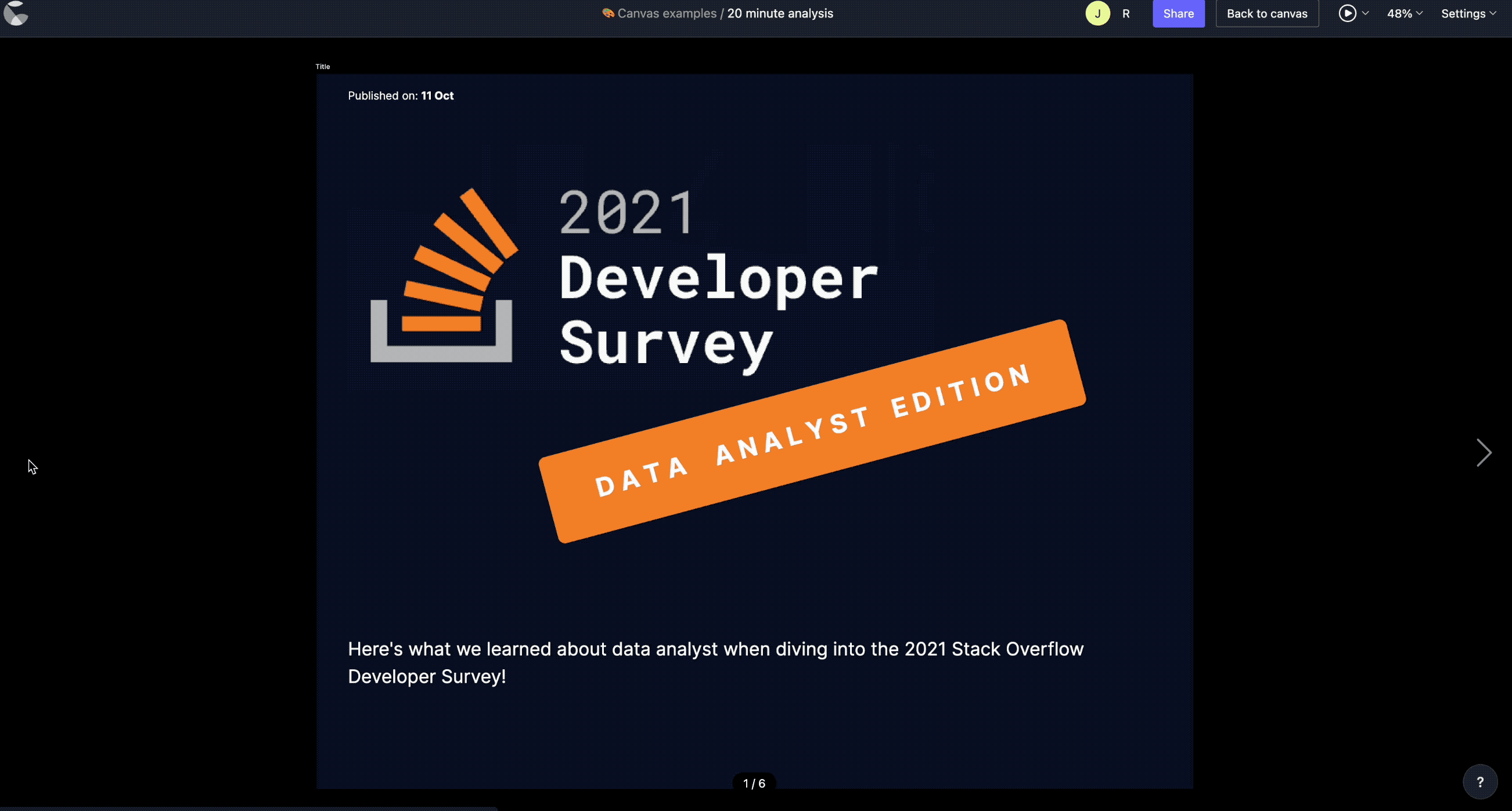 Example slide deck in Present-mode