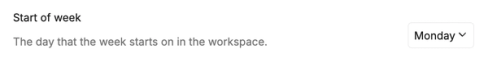 First day of week selector in Workspace Settings page