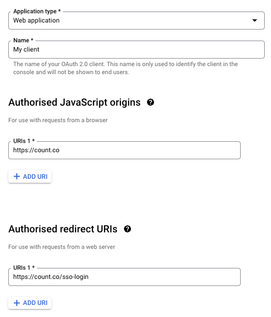 Create an OAuth client with these settings