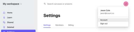 Access the account settings page.