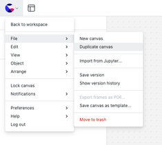 Duplicate a canvas from the File menu