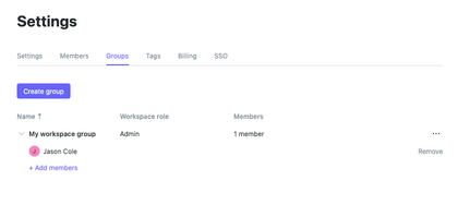 The workspace groups tab.