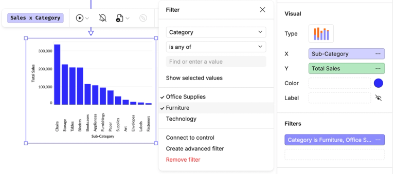 You can add multiple filters by dragging more columns into the Filters channel.