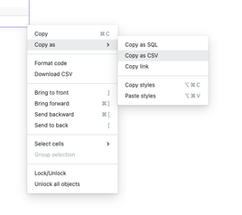 Find the Copy as CSV option from the cell context menu.