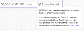 When partial results are returned, this information is displayed.