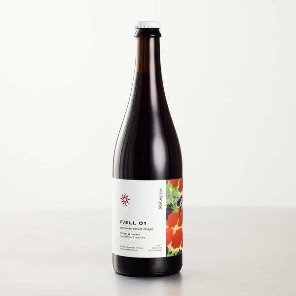 A large bottle of FJELL non-alcoholic beverage