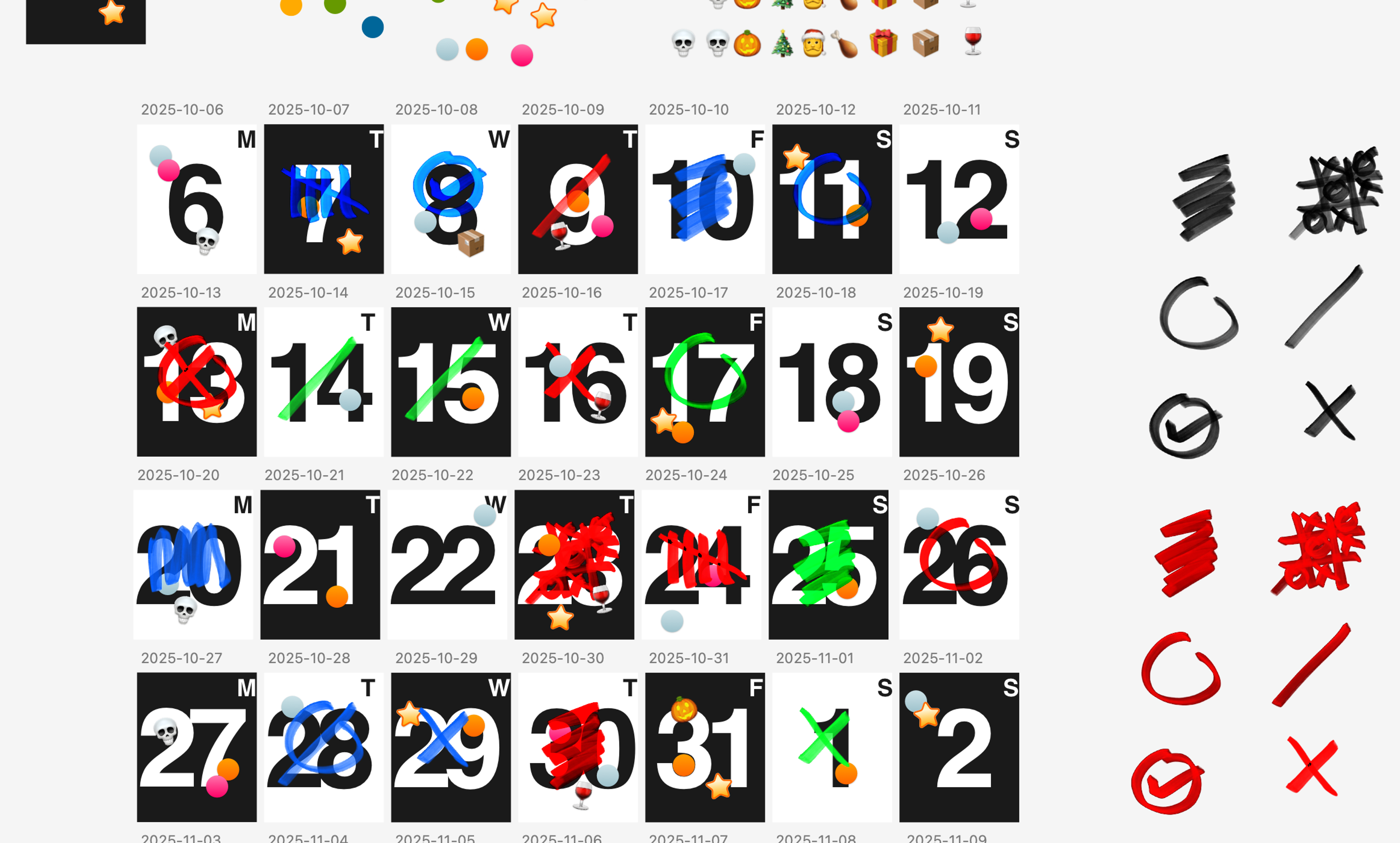 Workspace in Sketch showing many calendar squares