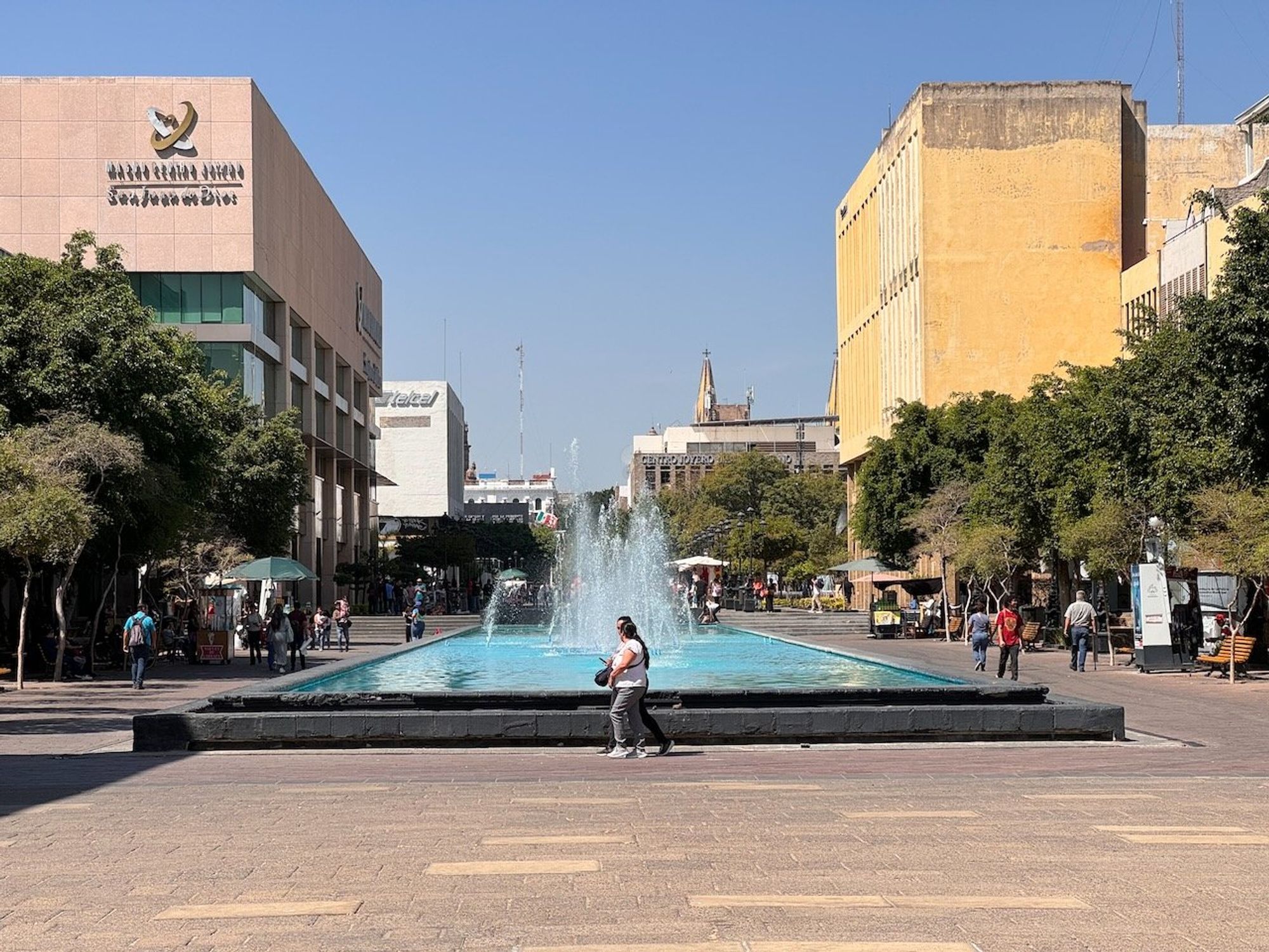 Plaza flanked by giant jewelry stores