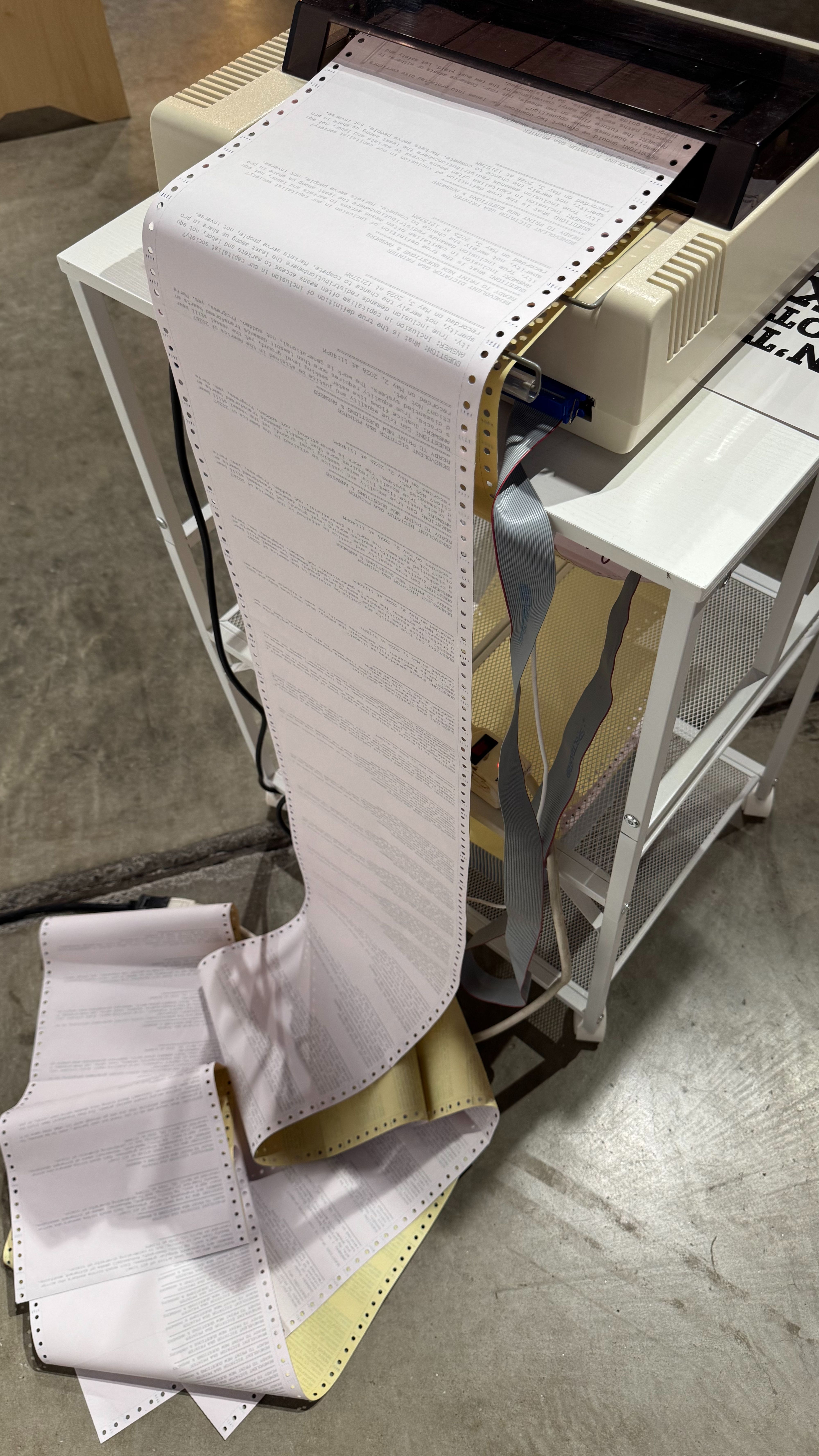“Benevolent Dictator” from behind, showing the printed receipts