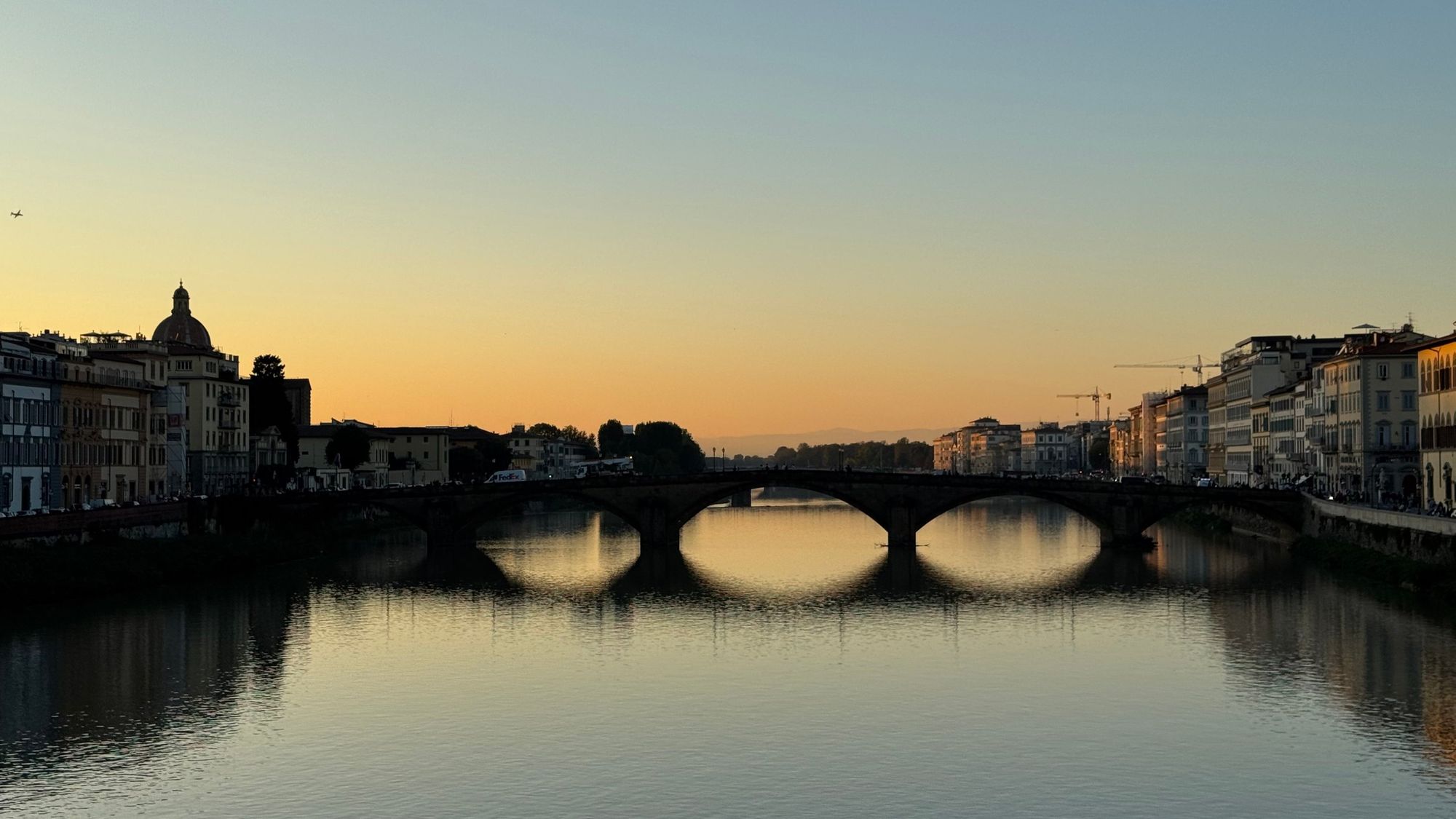 The Arno River at sunset, near our hotel