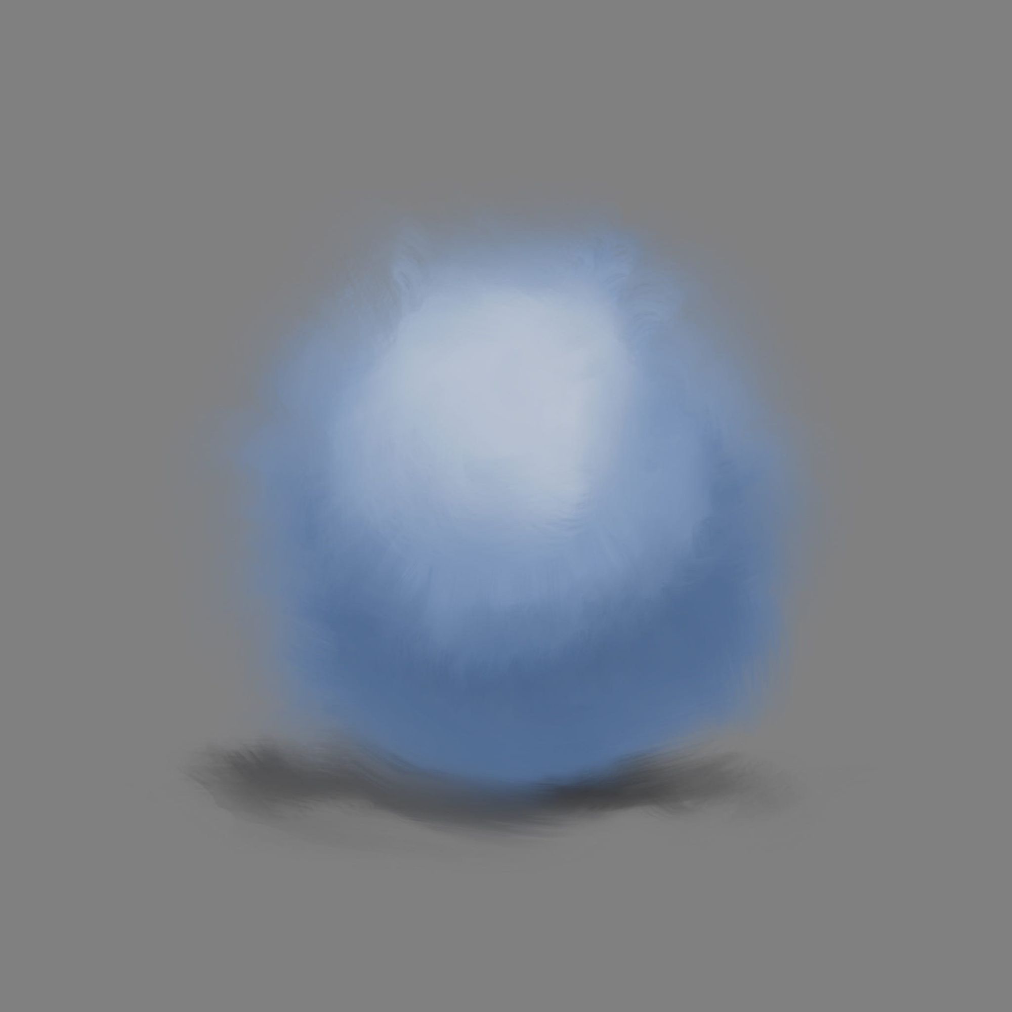 Quick painting of a blue sphere with blurry edges, like a round cloud