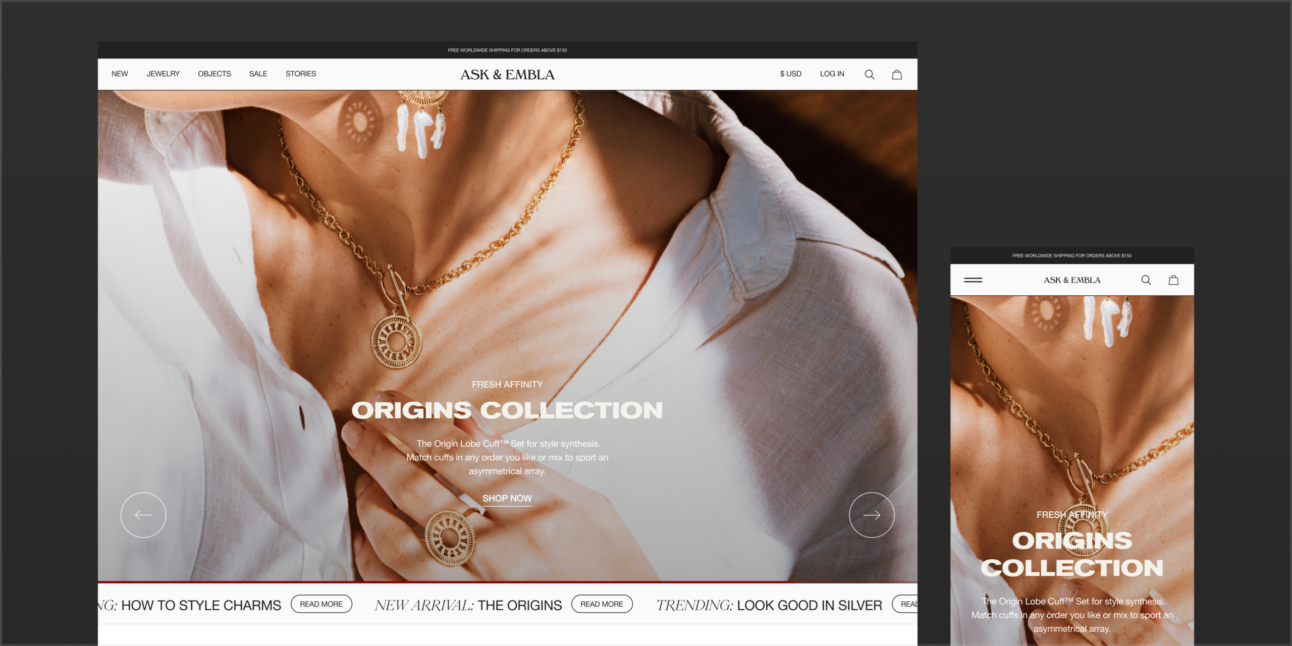 The Ask & Embla website shown on a desktop and a phone