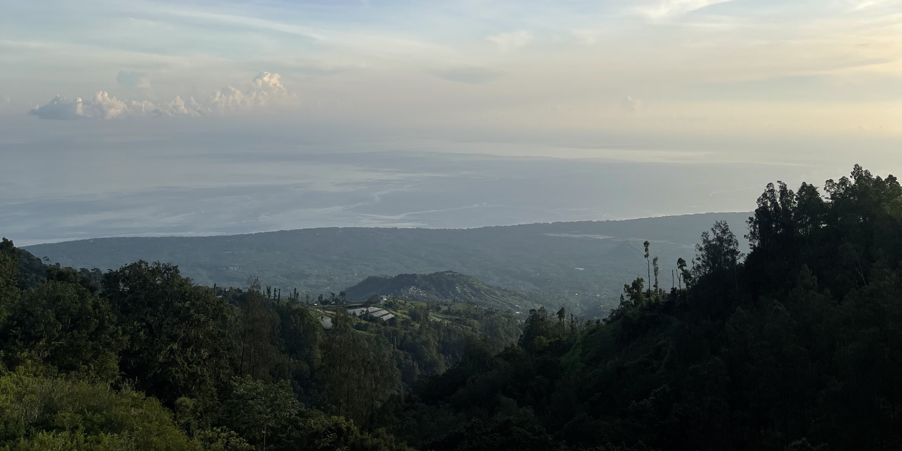 View from Trunyan Hill over the hills toward the sea