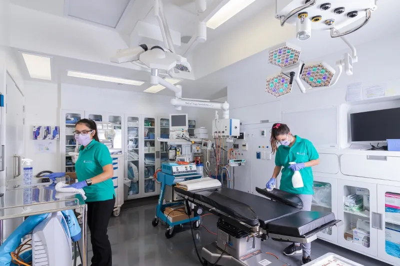 Professional cleaners at a medical facility - HygieNZ