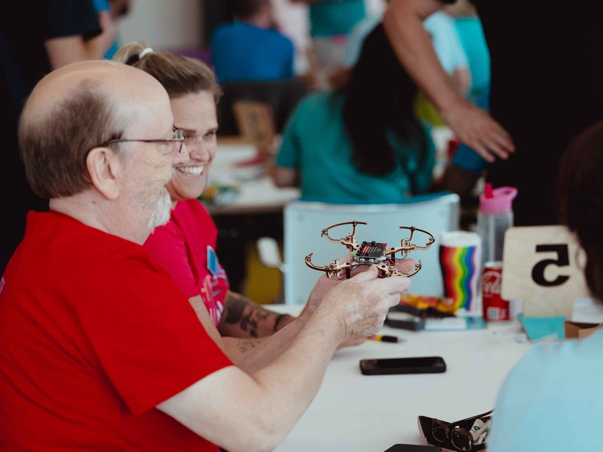 A team building at a table during Flying Start