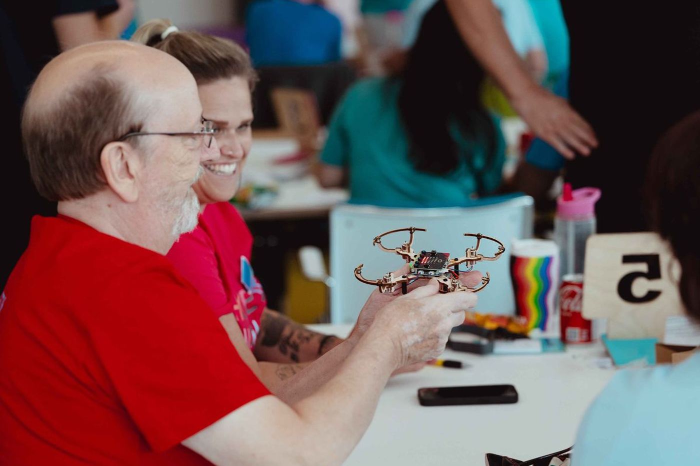 A team building at a table during Flying Start