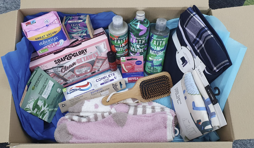 Care packs donated to support patients.