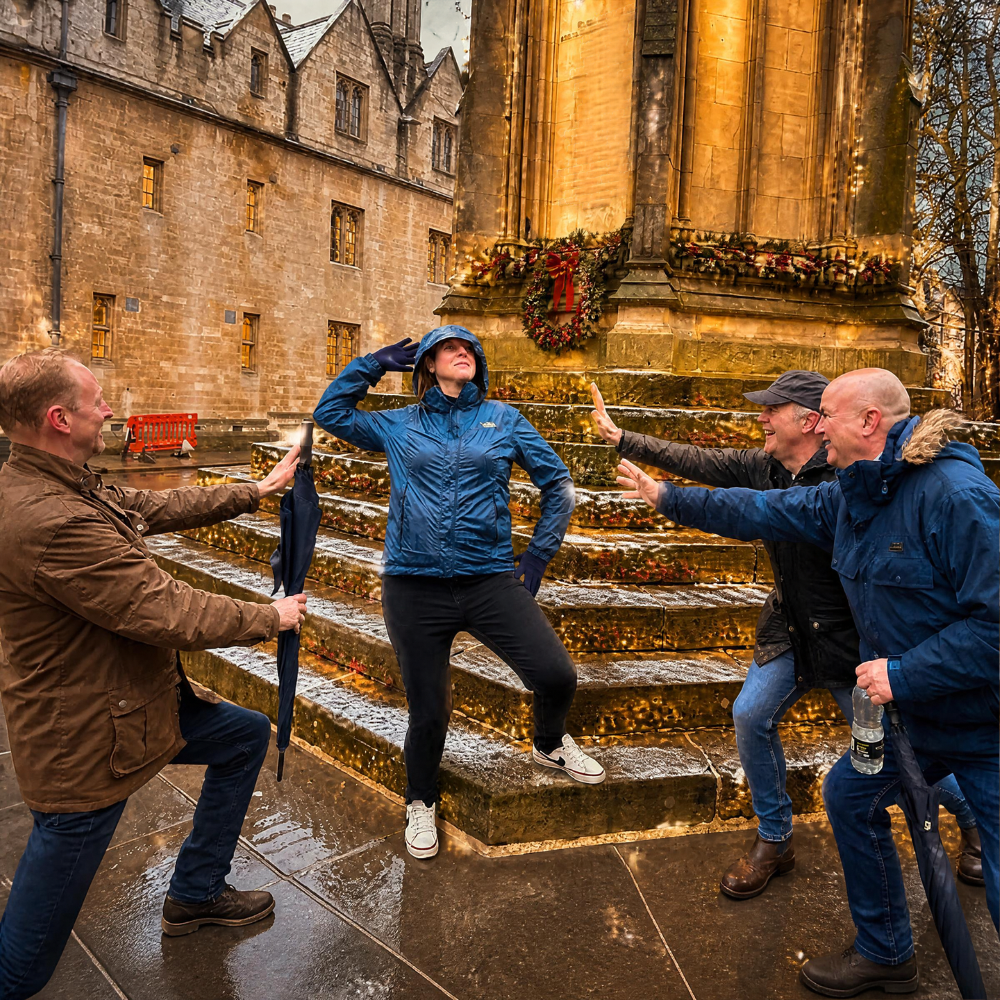 Team posing for a festive benevohunt challenge