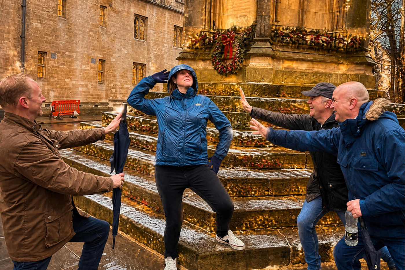 Team posing for a festive benevohunt challenge