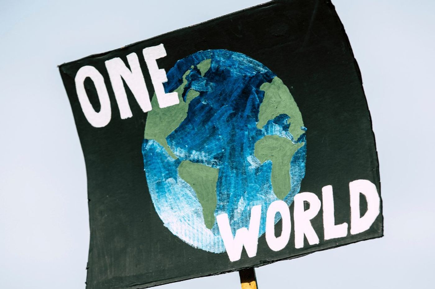 A One World banner made during the climate change challenge