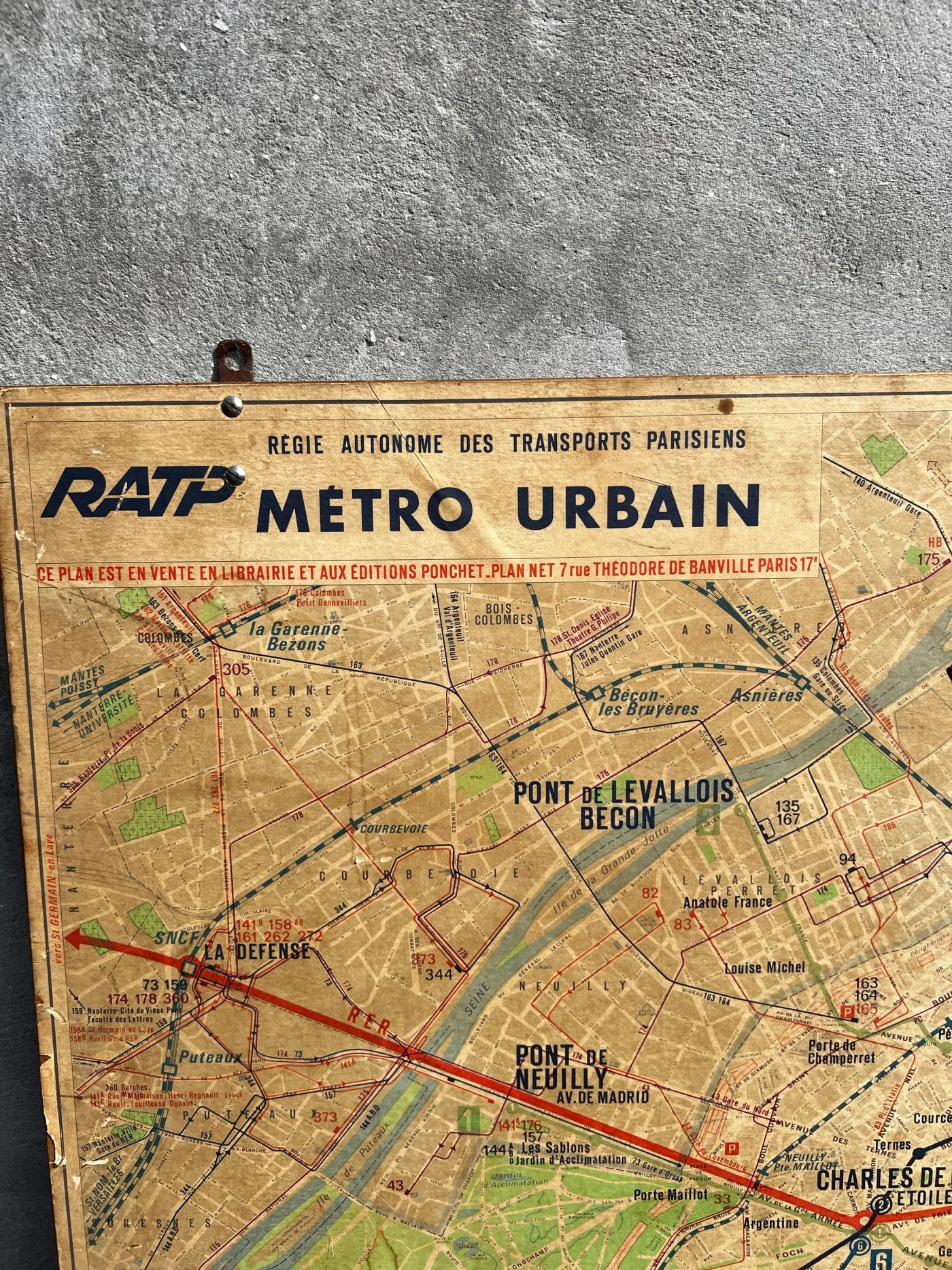 Plan vintage du Métro Parisien