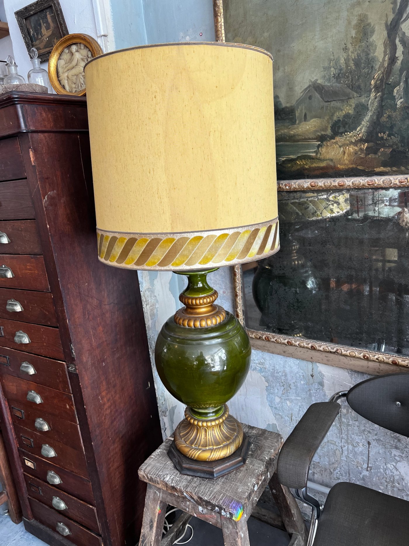 Grande lampe a poser céramique verte