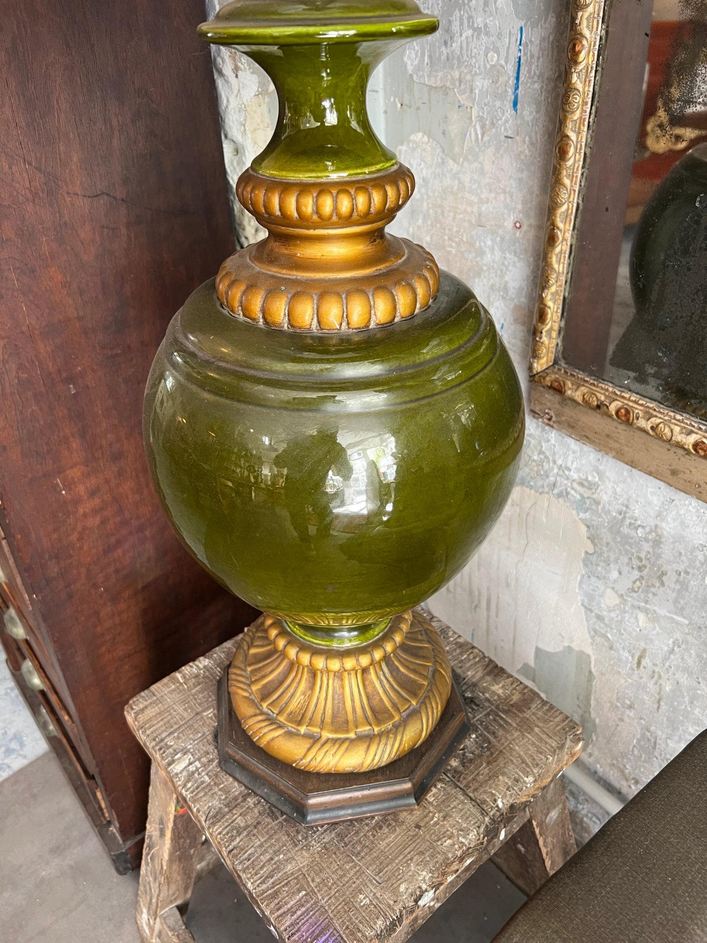 Grande lampe a poser céramique verte