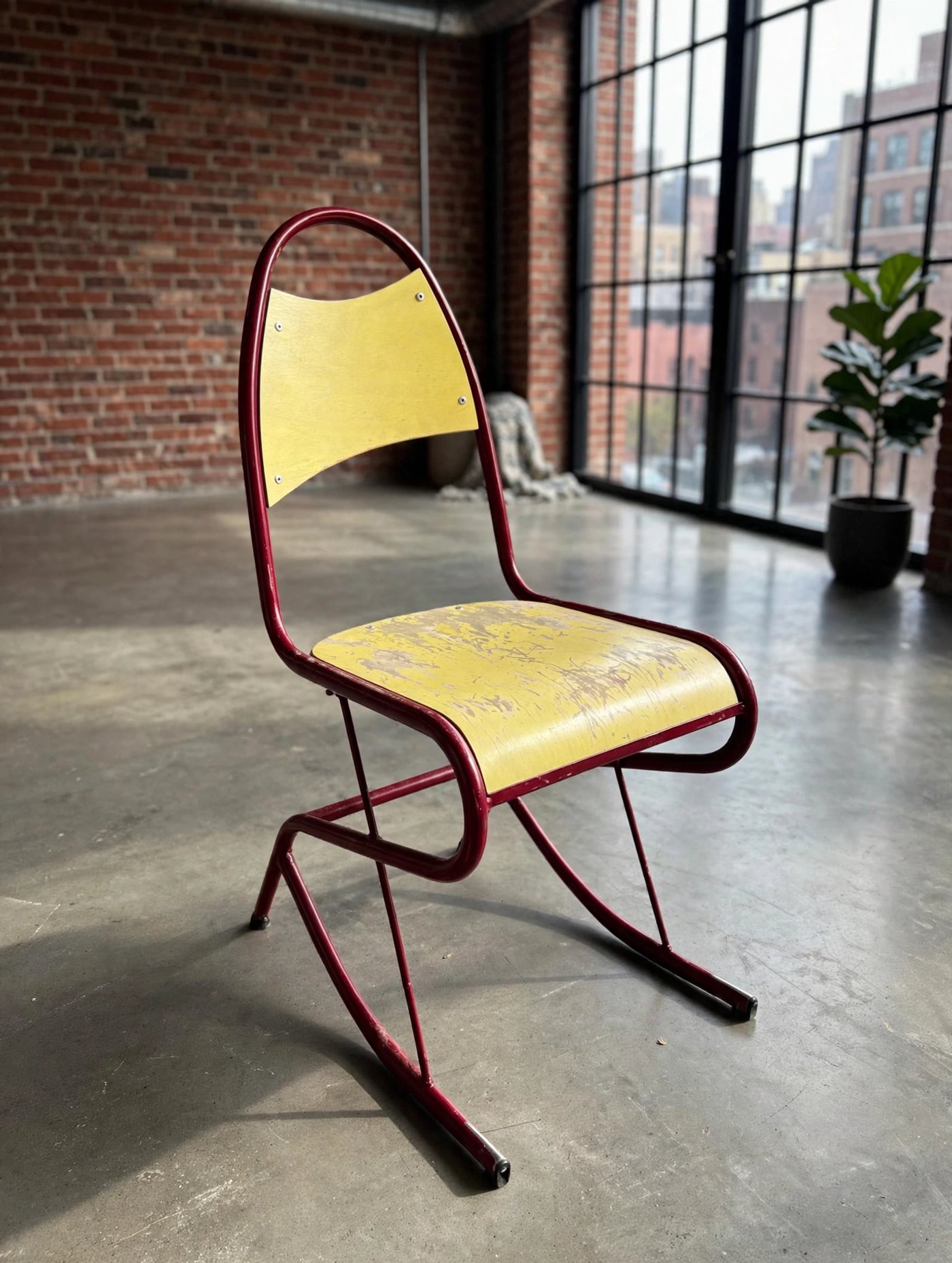 Chaises design jaunes et rouges