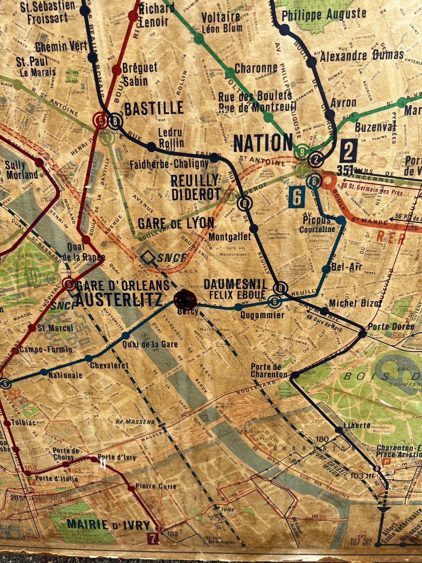 Plan vintage du Métro Parisien