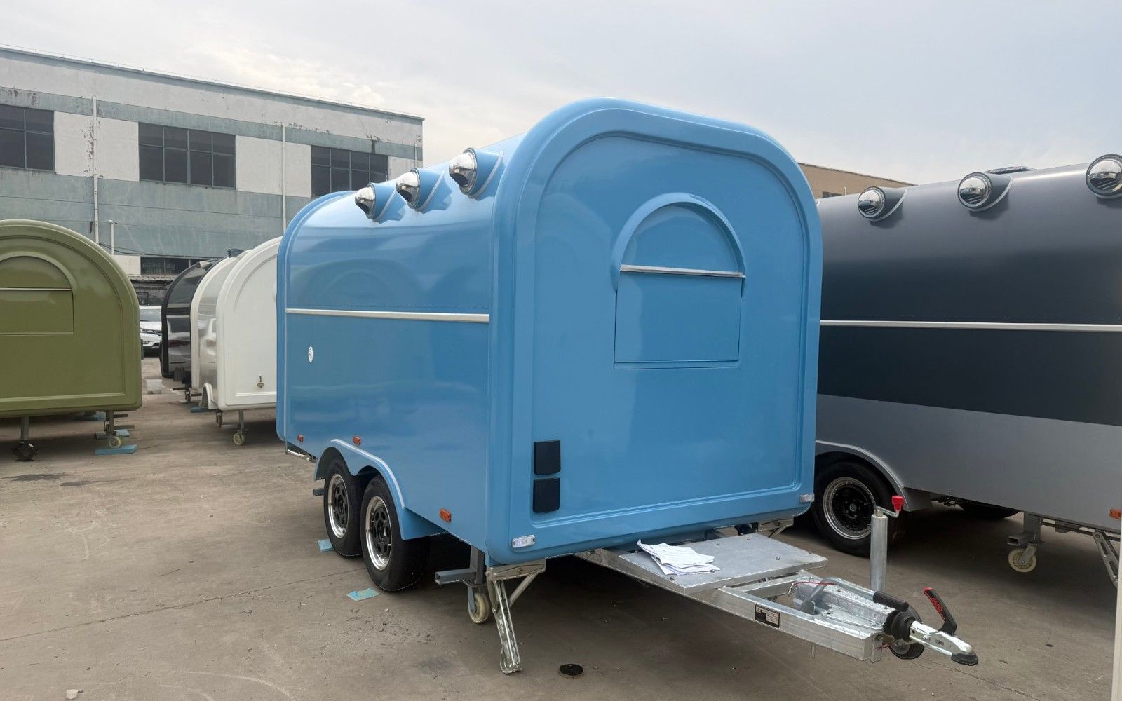 Chris Machinery Pod catering trailer tandem axle sky blue