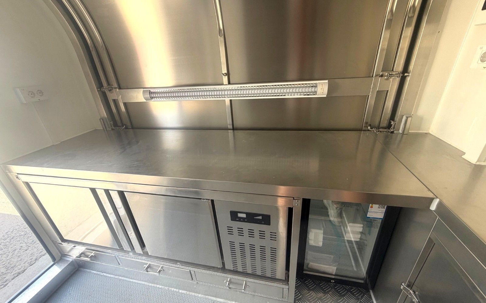 Chris Machinery Pod 2.5m food trailer with underbench fridge and drawers