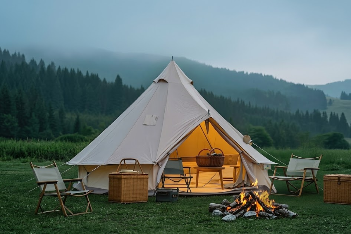 Deluxe Outdoor Glamping Tent with Stove Jack