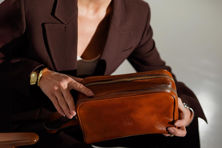 High-End Leather Travel Cosmetic Case