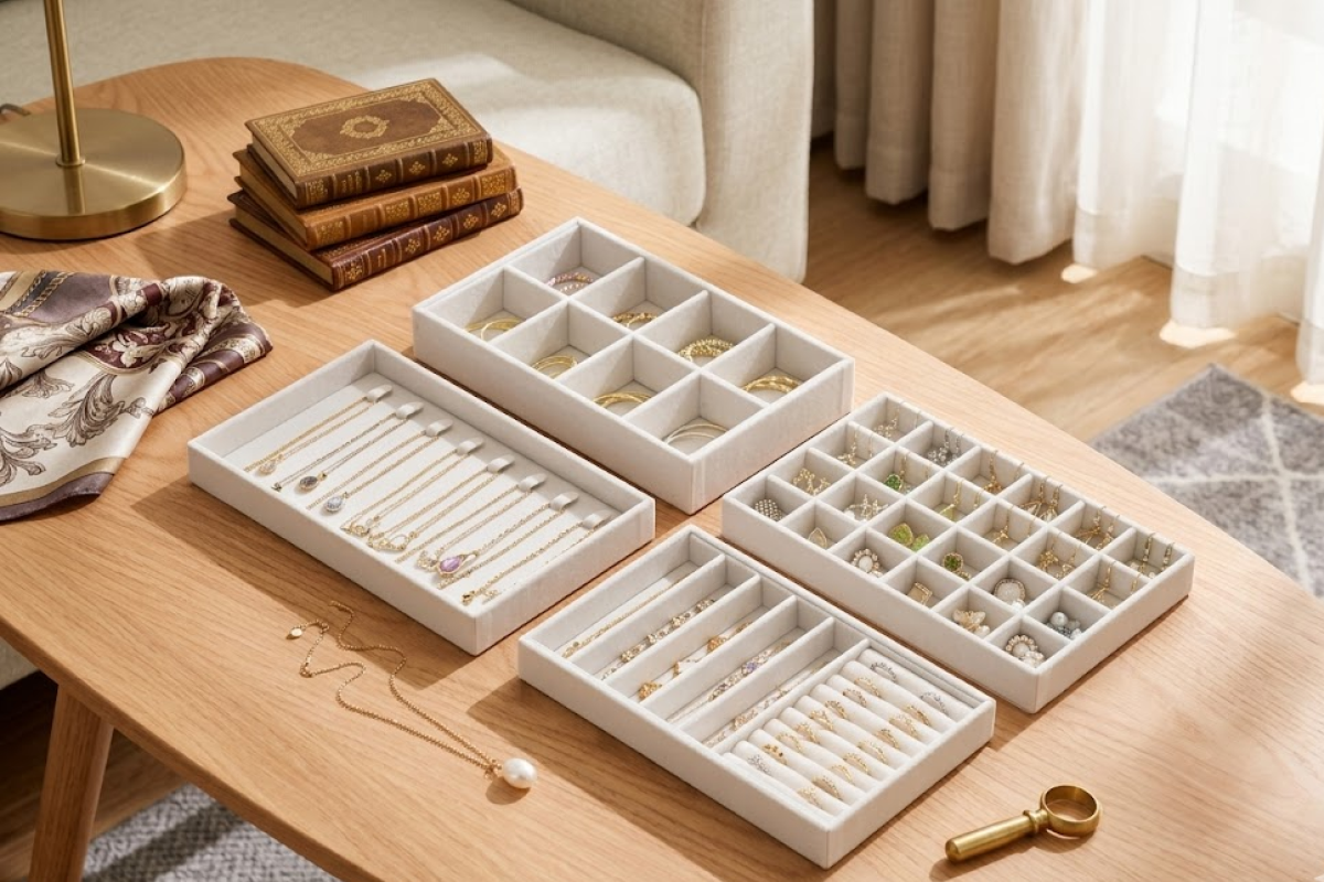Luxury Velvet Jewelry Organizer Storage Box