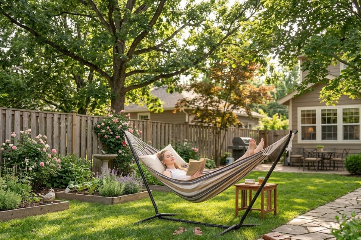 Premium Canvas Hammock with Heavy-Duty Stand