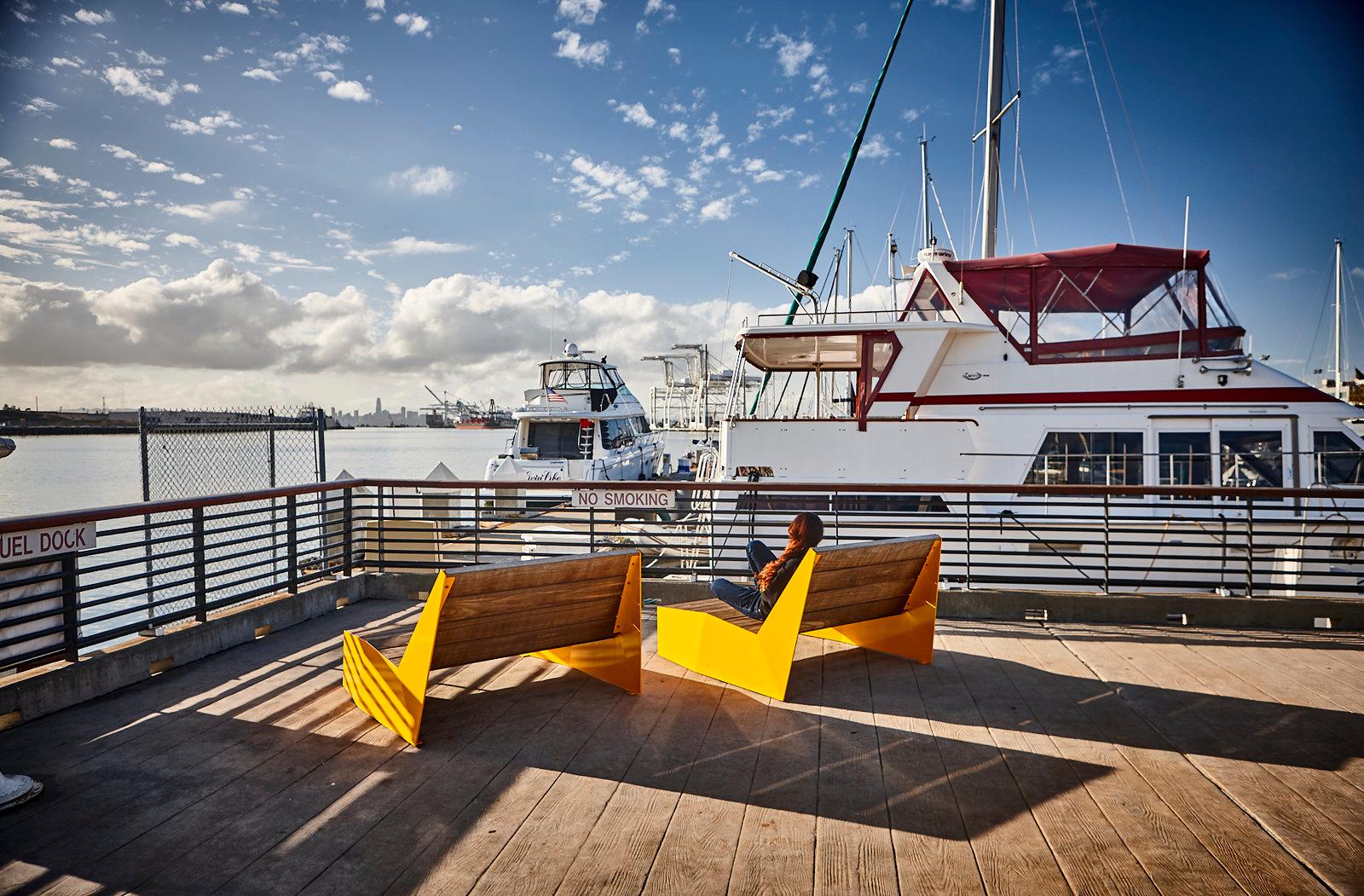 Robust urban furniture along the shore