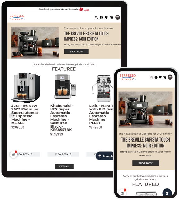 Coffee And Espresso Retailer Website